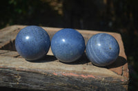 Polished Blue Lazulite Spheres  x 3 From Madagascar - Toprock Gemstones and Minerals 