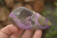 Polished Stichtite & Serpentine Free Forms With Silky Purple Threads x 6 From Barberton, South Africa