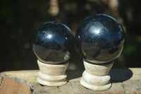 Polished Schorl Black Tourmaline Spheres  x 6 From Madagascar - Toprock Gemstones and Minerals 