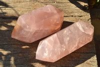 Polished Double Terminated Gemmy Pink Rose Quartz Points x 3 From Ambatondrazaka, Madagascar - TopRock