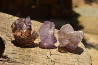 Polished Skeletal Smokey Amethyst Window Quartz Crystals  x 12 From Madagascar - TopRock