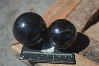 Polished Schorl Black Tourmaline Spheres  x 6 From Madagascar - Toprock Gemstones and Minerals 