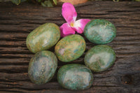 Polished Large Green Verdite Palm Stones  x 6 From Zimbabwe - TopRock