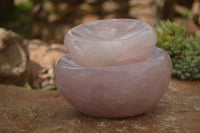 Polished  Gemmy Pink Rose Quartz Bowls x 2 From Ambatondrazaka, Madagascar - TopRock