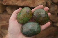 Polished Large Green Verdite Palm Stones  x 6 From Zimbabwe - TopRock