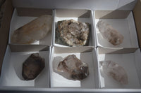 Natural Smokey Window Quartz & Matrix Specimens  x 6 From Brandberg, Namibia - Toprock Gemstones and Minerals 