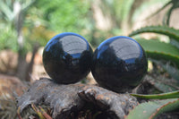 Polished Schorl Black Tourmaline Spheres  x 6 From Madagascar - Toprock Gemstones and Minerals 