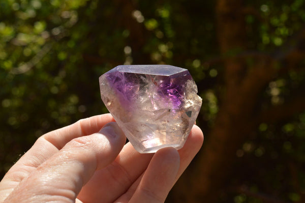 Polished Skeletal Smokey Amethyst Window Quartz Crystals  x 12 From Madagascar - TopRock