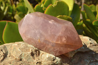 Polished Double Terminated Gemmy Pink Rose Quartz Points x 3 From Ambatondrazaka, Madagascar - TopRock