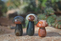 Polished Mini Polychrome / Picasso Jasper Mushrooms  x 20 From Mahajanga, Madagascar