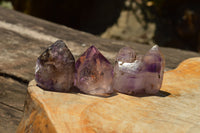 Polished Skeletal Smokey Amethyst Window Quartz Crystals  x 12 From Madagascar - TopRock