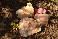 Natural Tangerine Quartz Clusters With Large Crystals  x 3 From Madagascar - TopRock