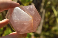 Polished Double Terminated Gemmy Pink Rose Quartz Points x 3 From Ambatondrazaka, Madagascar - TopRock