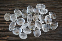 Polished Clear Bright Rock Crystal Galet / Palm Stones x 70 From Madagascar