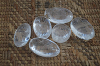 Polished Clear Bright Rock Crystal Galet / Palm Stones x 70 From Madagascar