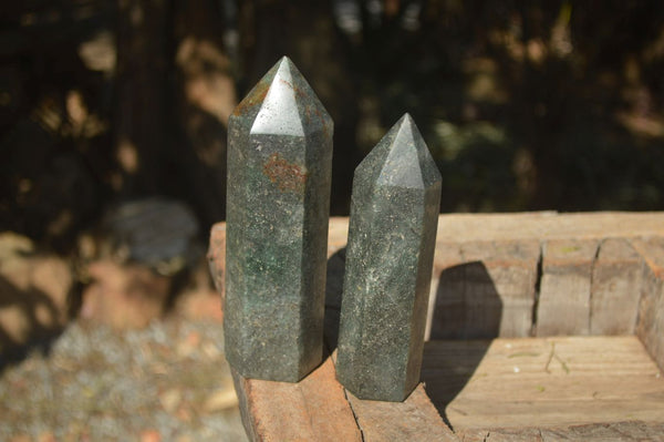 Polished Green Fuchsite Quartz Points  x 2 From Madagascar - Toprock Gemstones and Minerals 