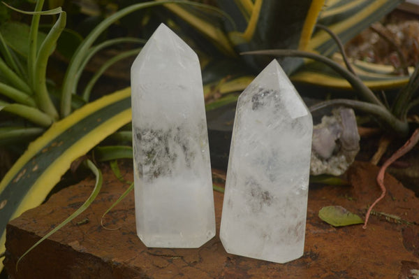 Polished Large Clear Quartz Points x 2 From Madagascar