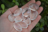 Polished Clear Bright Rock Crystal Galet / Palm Stones x 70 From Madagascar