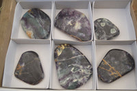 Polished Semi Translucent Watermelon Fluorite Free Forms  x 6 From Uis, Namibia