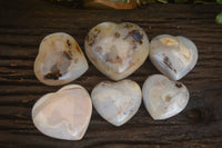 Polished Lovely Selection Of Agate Hearts x 6 From Madagascar