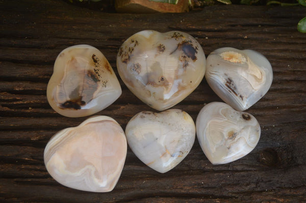 Polished  Lovely Selection Of Agate Hearts  x 6 From Madagascar