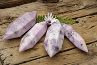 Polished Double Terminated Pale Lepidolite Points  x 4 From Zimbabwe - TopRock