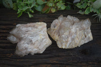 Natural Cascading Smokey White Phantom Quartz Clusters  x 2 From Luena, Congo - Toprock Gemstones and Minerals 