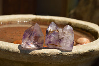 Polished Skeletal Smokey Amethyst Window Quartz Crystals  x 12 From Madagascar - TopRock