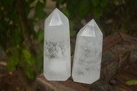 Polished Large Clear Quartz Points x 2 From Madagascar