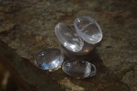 Polished Clear Bright Rock Crystal Galet / Palm Stones x 70 From Madagascar