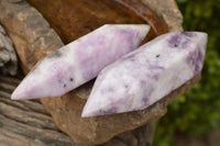 Polished Double Terminated Pale Lepidolite Points  x 4 From Zimbabwe - TopRock