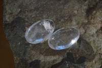 Polished Clear Bright Rock Crystal Galet / Palm Stones x 70 From Madagascar