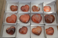 Polished Carnelian Agate Hearts  x 12 From Madagascar