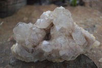 Natural Cascading Smokey White Phantom Quartz Clusters  x 2 From Luena, Congo - Toprock Gemstones and Minerals 