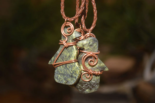 Polished  Copper Wire Wrapped Soapstone Eagle Pendants x 6 From Zimbabwe