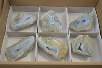 Polished Blue Lace Agate Geode Specimens  x 6 From Malawi