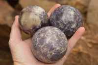 Polished Purple Lepidolite Mica Spheres  x 6 From Madagascar - TopRock