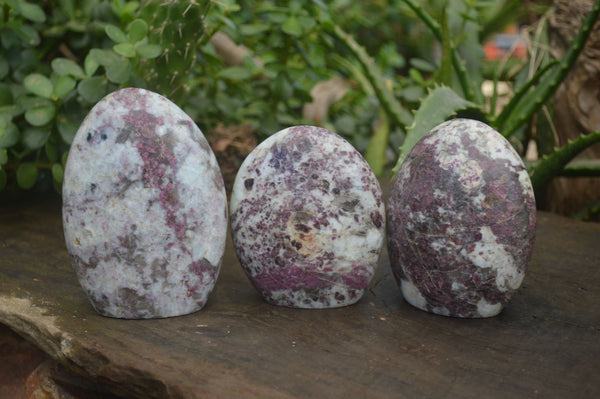 Polished Pink Rubellite Tourmaline In Feldspar & Quartz Matrix Standing Free Forms x 3 From Madagascar