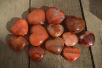 Polished Carnelian Agate Hearts  x 12 From Madagascar