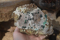 Natural Rare Ball Malachite On Drusy Quartz & Dolomite Specimens x 2 From Kambove, Congo