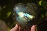 Polished  Puffy Labradorite Gemstone Hearts  x 2 From Tulear, Madagascar