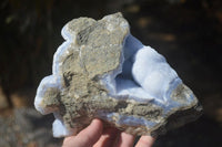 Natural Blue Lace Agate Geode Specimens  x 3 From Malawi - Toprock Gemstones and Minerals 