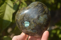 Polished  Puffy Labradorite Gemstone Hearts  x 2 From Tulear, Madagascar