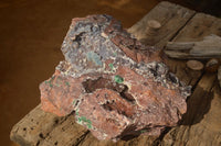 Natural Massive Drusy Coated Ball Malachite On Red Copper Dolomite Specimen x 1 From Likasi, Congo