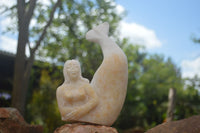 Polished White Marble Mermaid Carving x 1 From Zimbabwe - TopRock