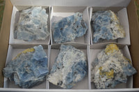 Natural New Sky Blue Calcite Specimens  x 6 From Spitzkoppe, Namibia - Toprock Gemstones and Minerals 