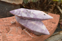 Polished Double Terminated Pale Lepidolite Points  x 4 From Zimbabwe - TopRock