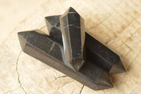 Polished Double Terminated Black Basalt Points  x 3 From Madagascar - TopRock