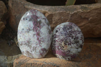 Polished Pink Rubellite Tourmaline In Feldspar & Quartz Matrix Standing Free Forms x 3 From Madagascar