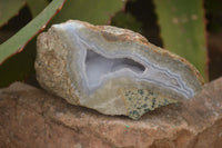 Polished Blue Lace Agate Geode Specimens  x 6 From Malawi